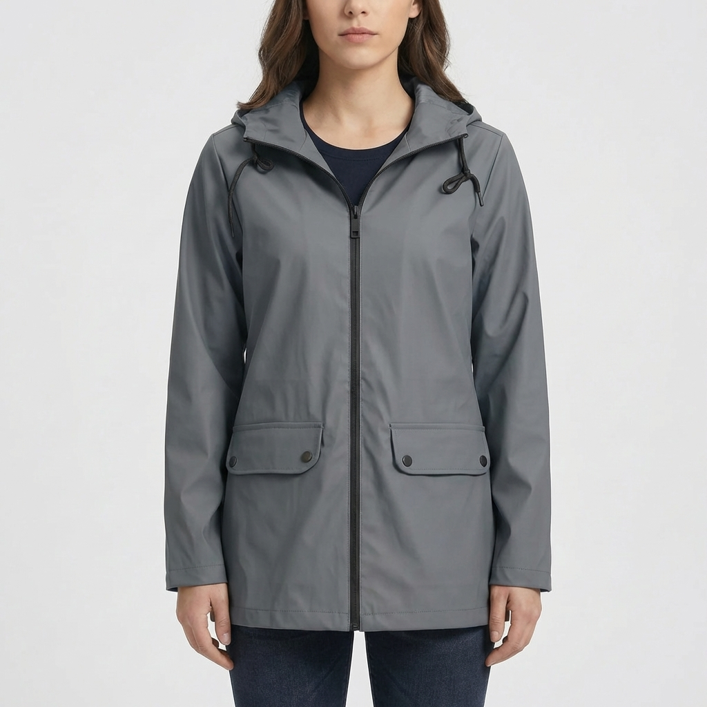 Long Hooded Water-Repellent Jacket for Women