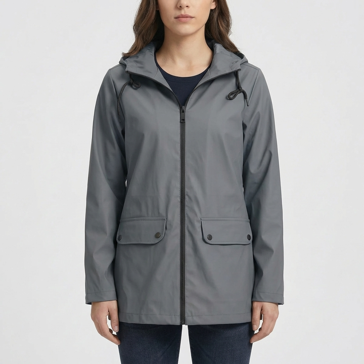 Long Hooded Water-Repellent Jacket for Women