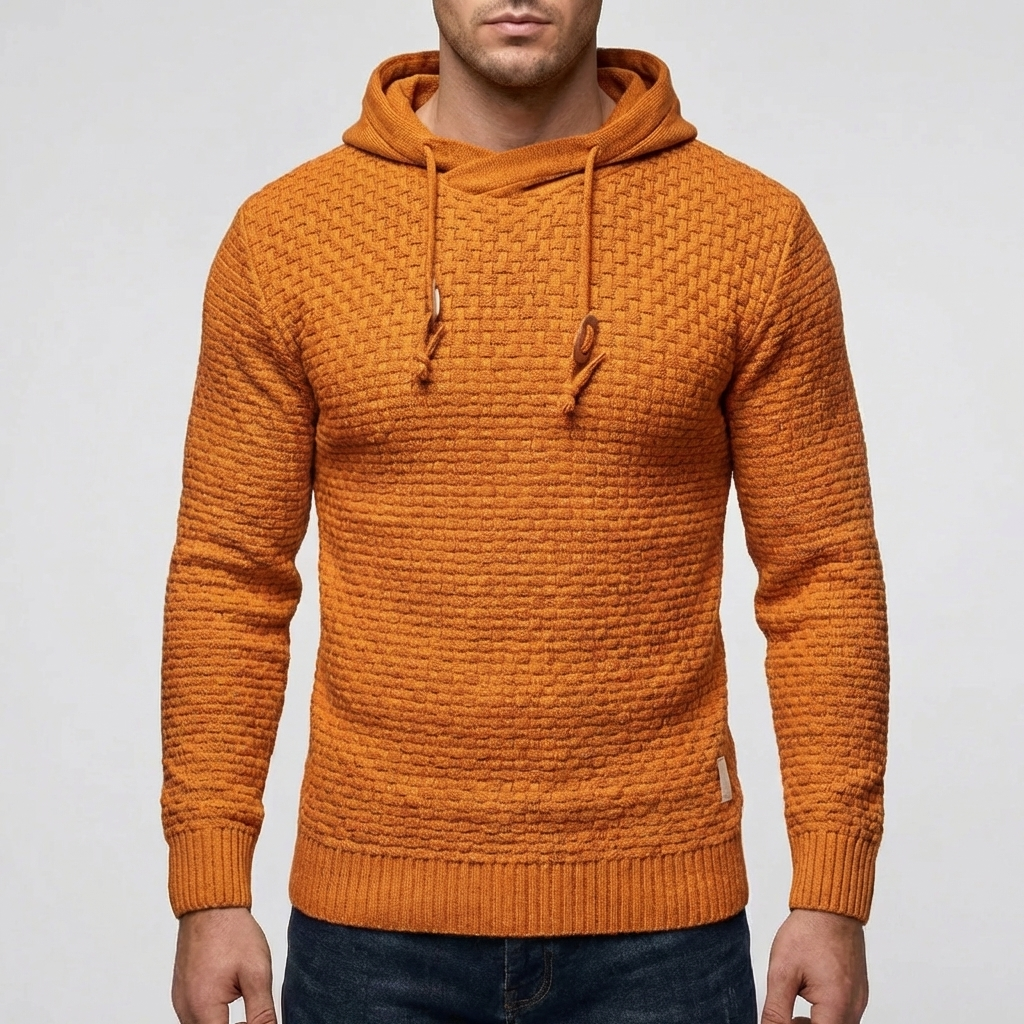 Pullover Hoodie Jacket for Men With Waffle Texture