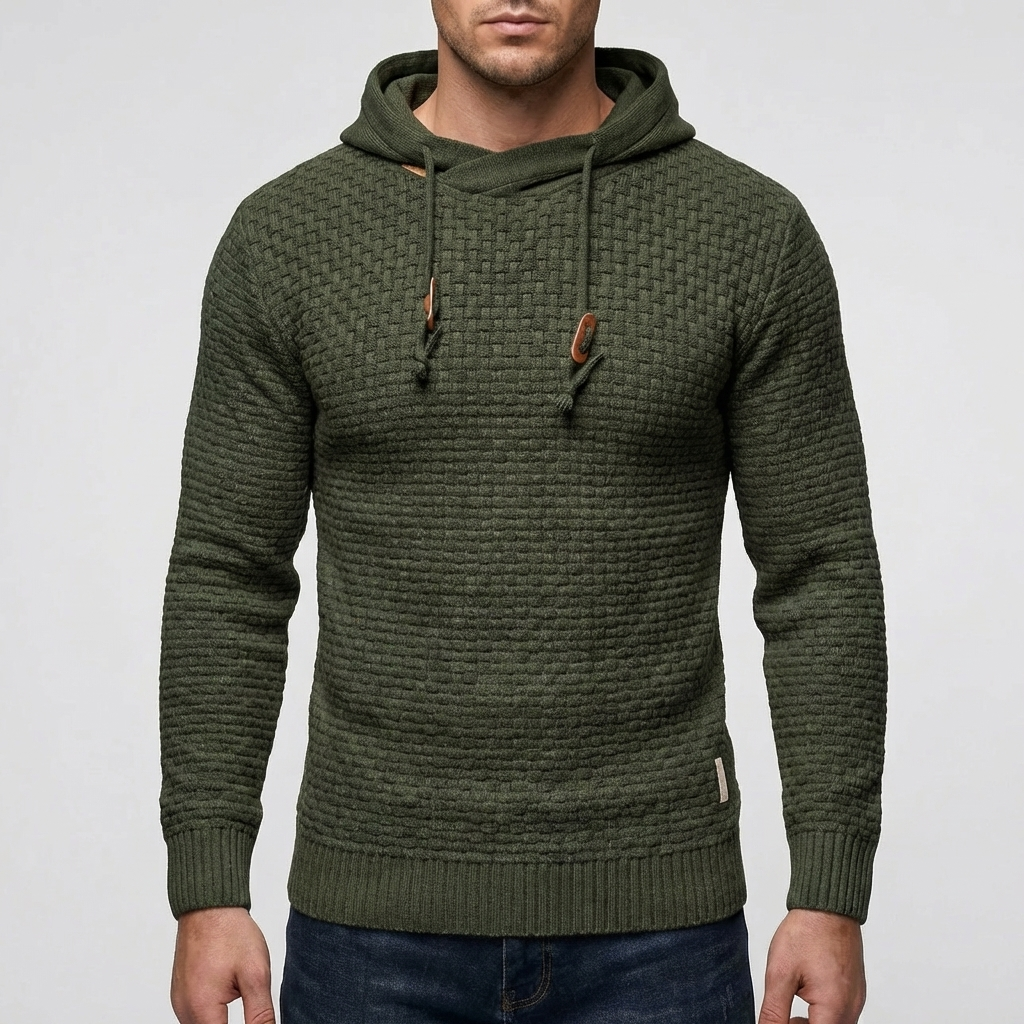 Pullover Hoodie Jacket for Men With Waffle Texture