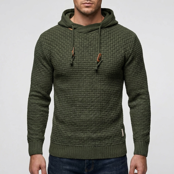 Pullover Hoodie Jacket for Men With Waffle Texture