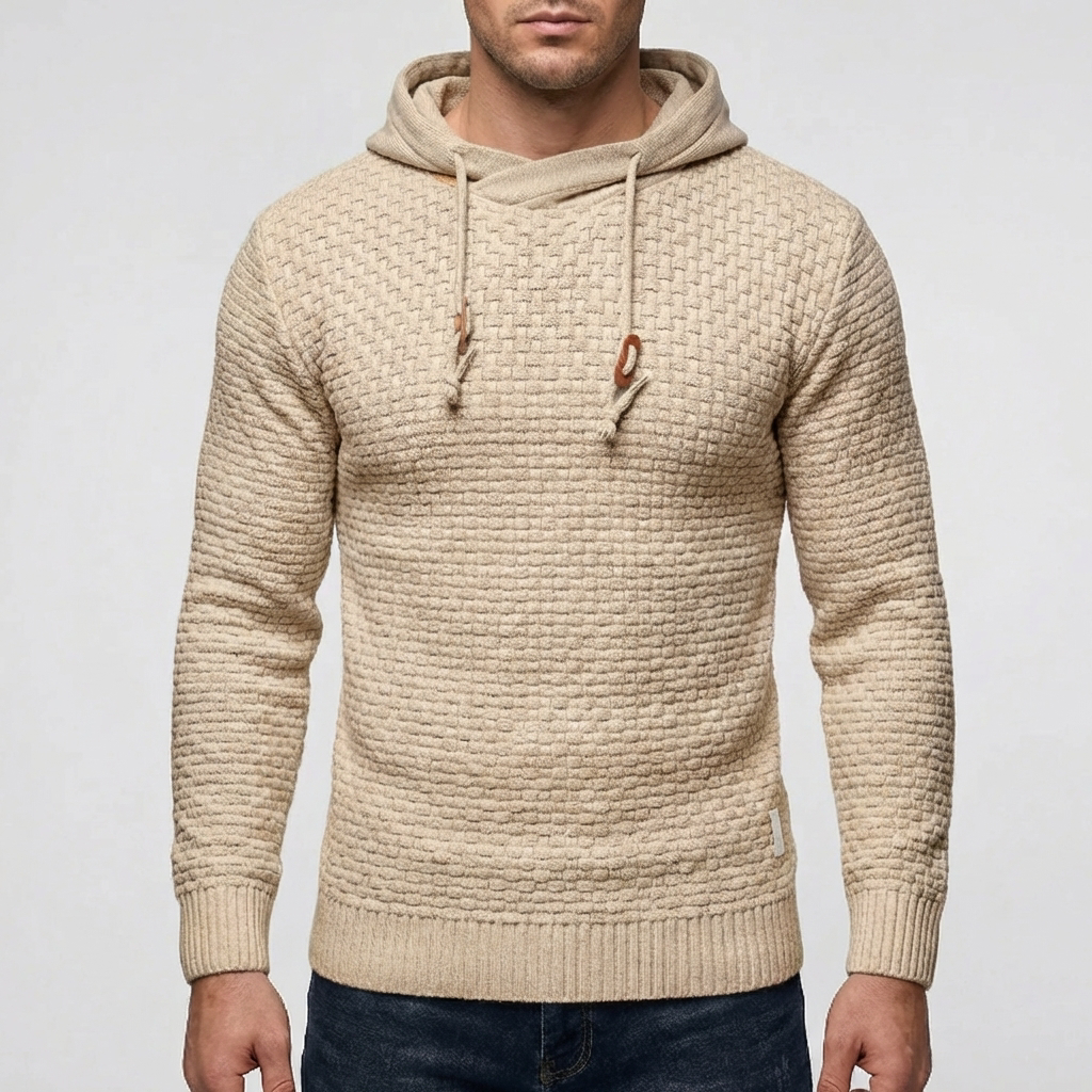Pullover Hoodie Jacket for Men With Waffle Texture