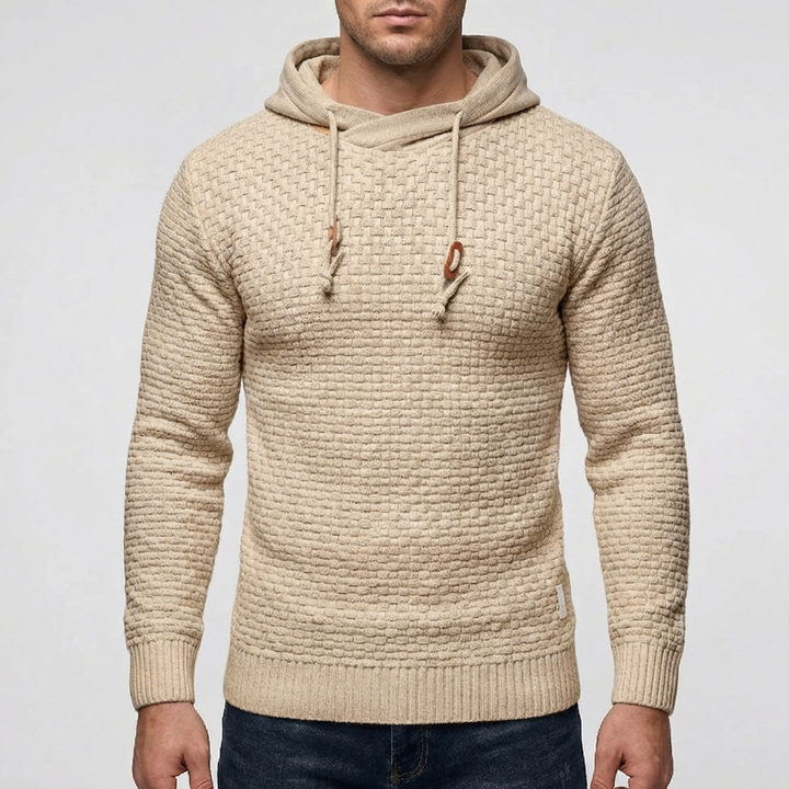 Pullover Hoodie Jacket for Men With Waffle Texture