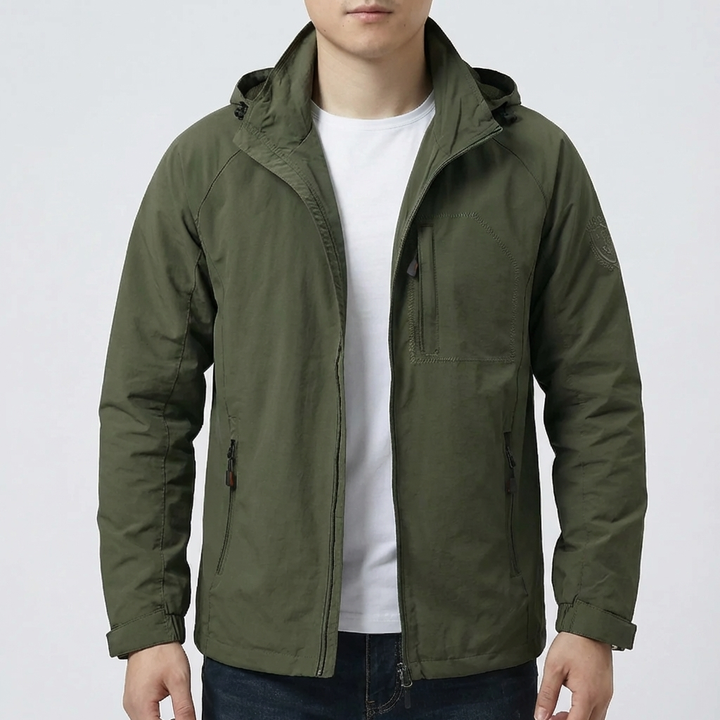 Hooded Zip-Up Transitional Jacket for Men