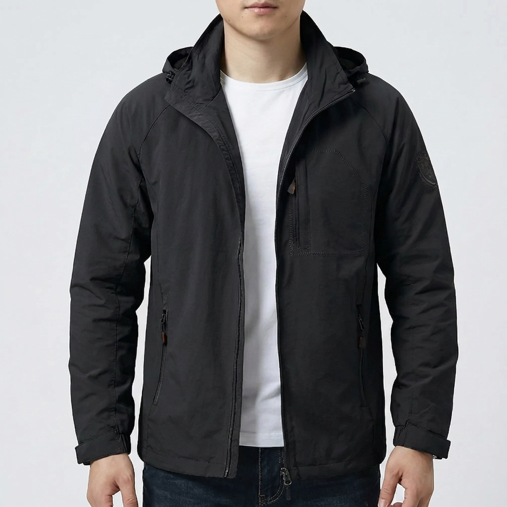 Hooded Zip-Up Transitional Jacket for Men