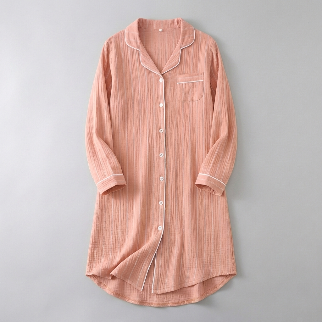 Lightweight Women’s Striped Cotton Gauze Nightgown