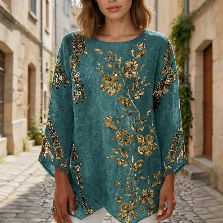 Long-Sleeve Floral Print Blouse