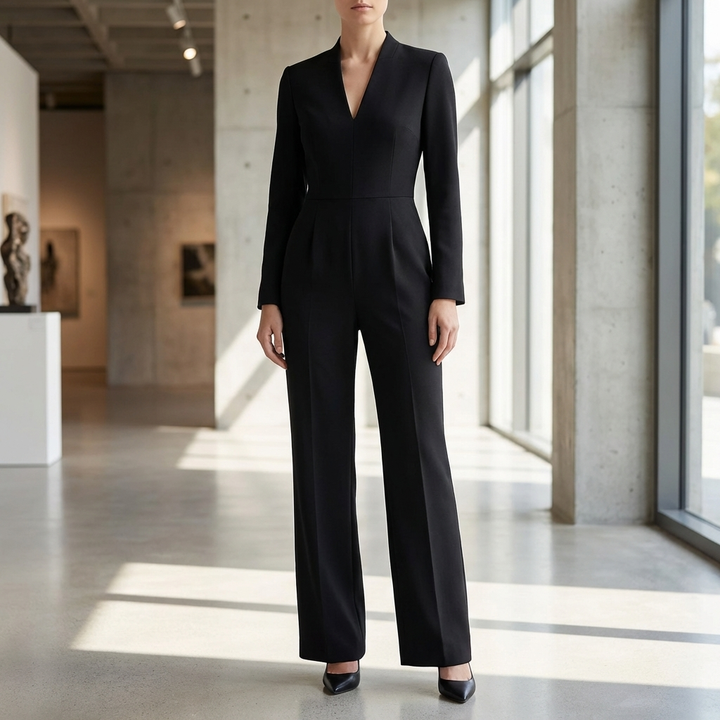 Long-Sleeve Wide-Leg Jumpsuit