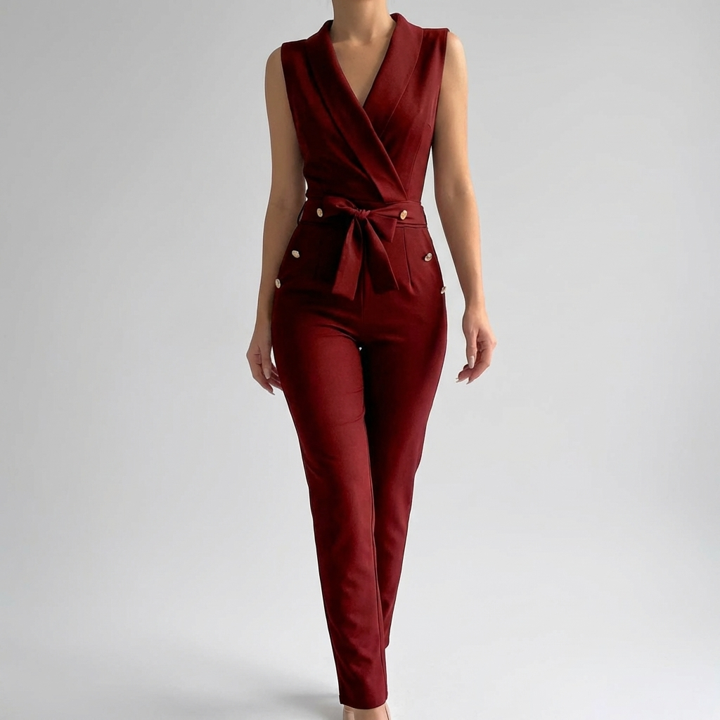 Sleeveless V-Neck Jumpsuit for Women