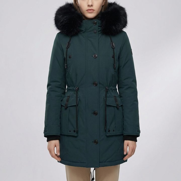 Hooded Insulated Mid-Length Jacket for Women