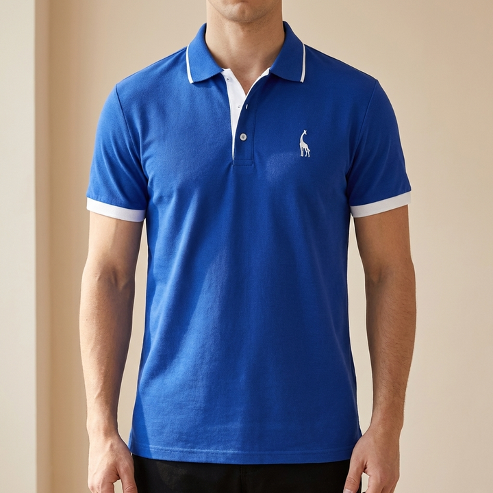 Cotton Stand Collar Polo Shirt for Men