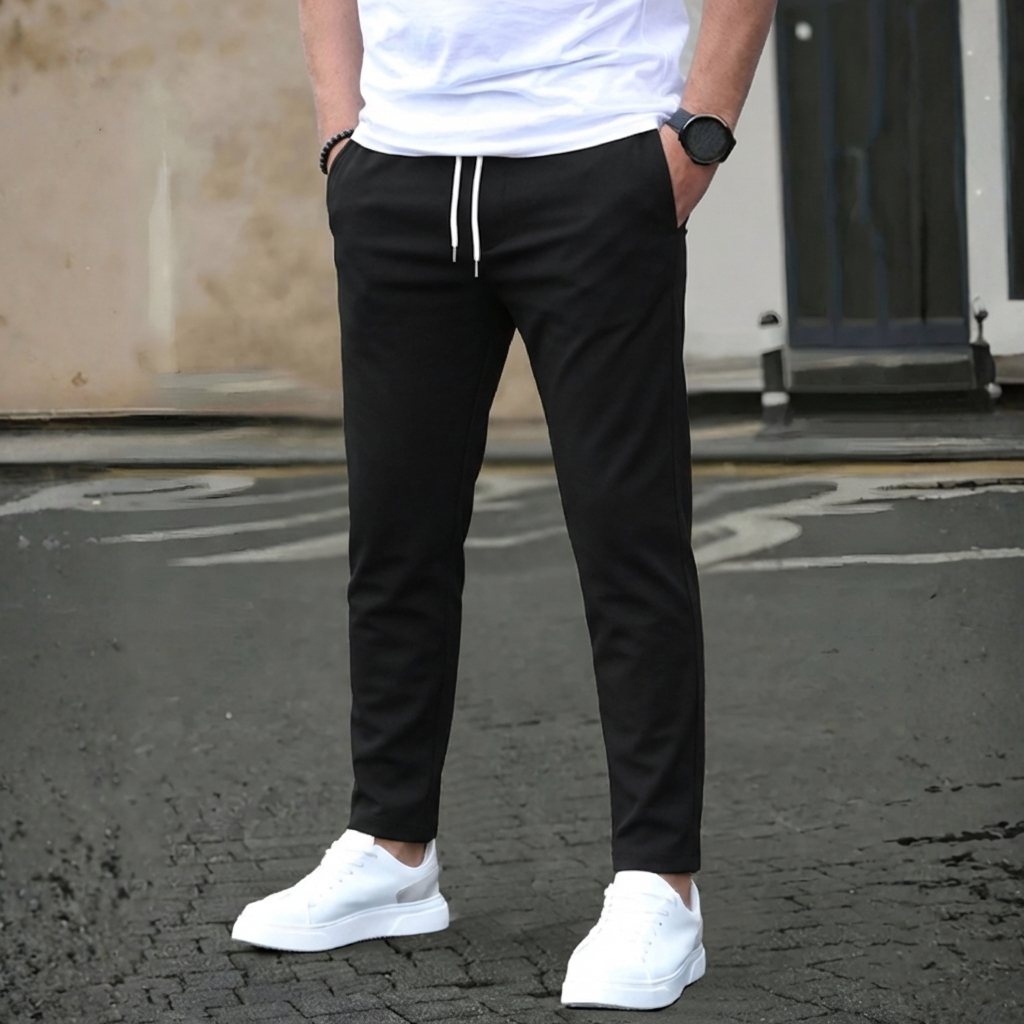 Slim Fit Drawstring Pants for Men