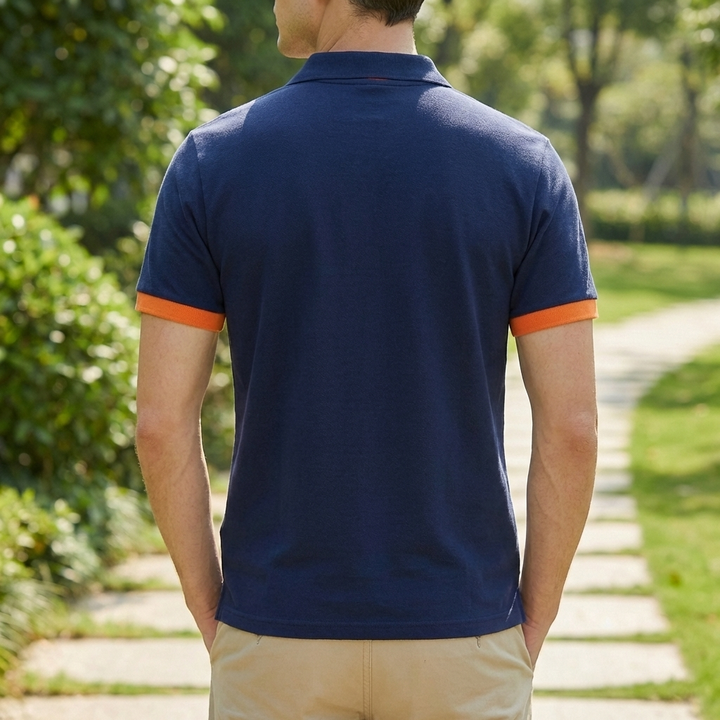 Cotton Stand Collar Polo Shirt for Men