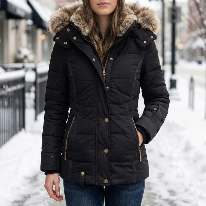 Slim Fit Quilted Hooded Parka