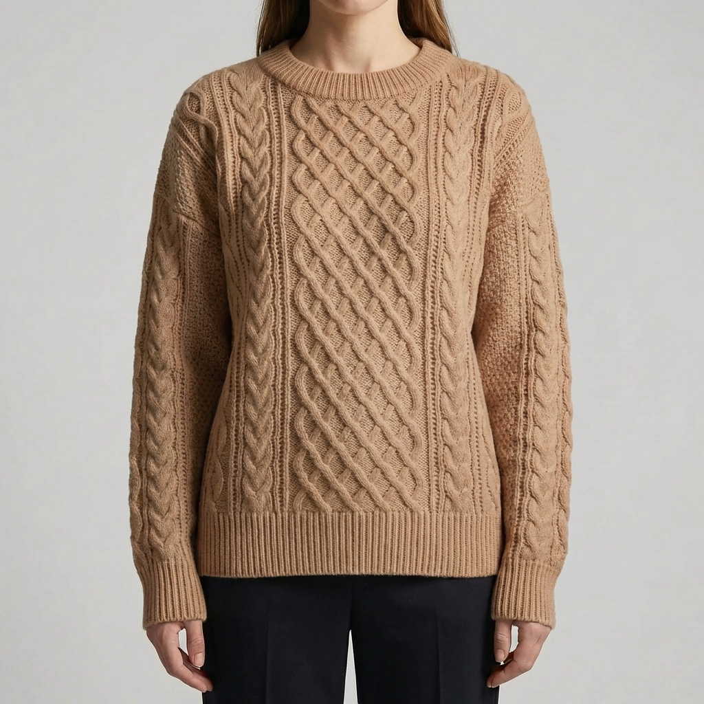 Crew Neck Cable Knit Sweater