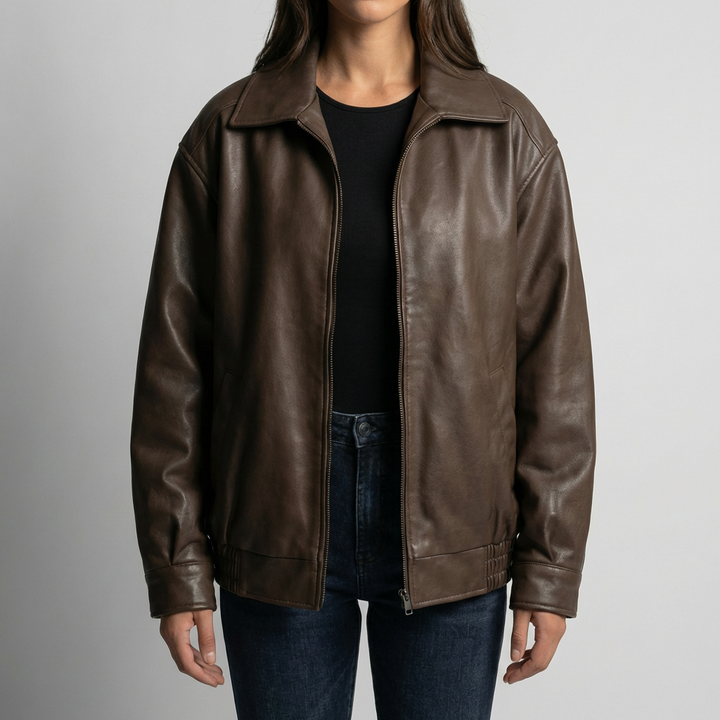 Oversized Zip-Up Bomber Jacket