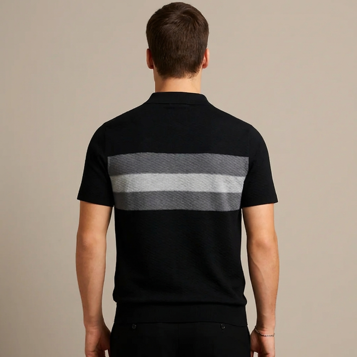 Striped Knit Design Polo Shirt for Men