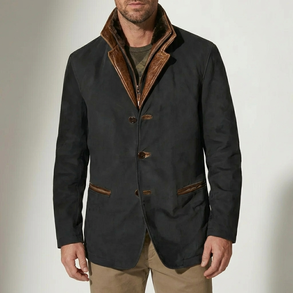 Heritage-Inspired Men's Button-Front Jacket