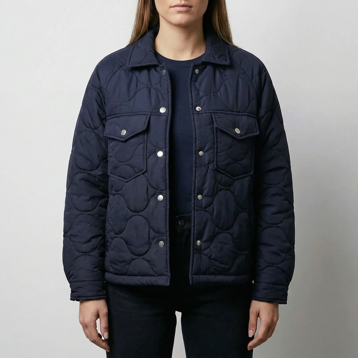 Quilted Snap-Button Shacket For Women