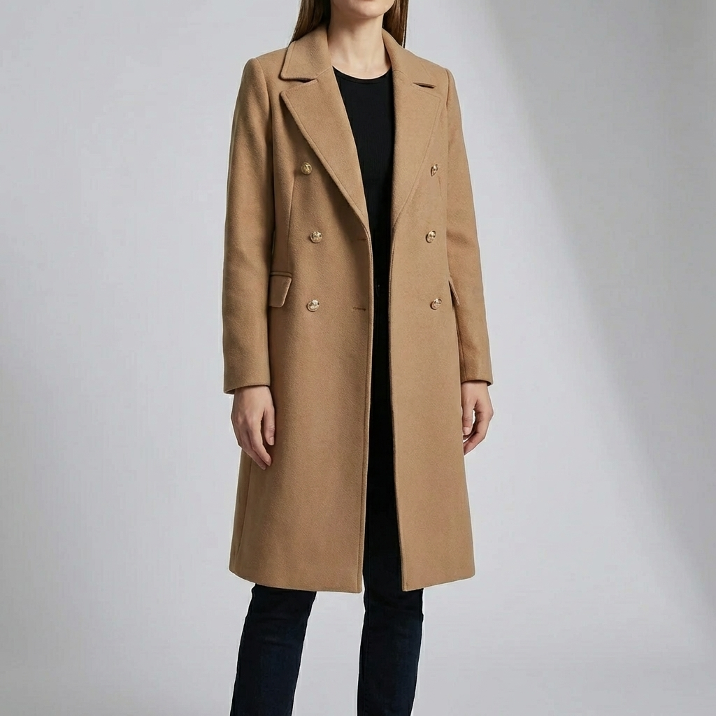 Double-Breasted Midi-Length Coat