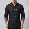 Long-Sleeve Button-Front Denim Shirt