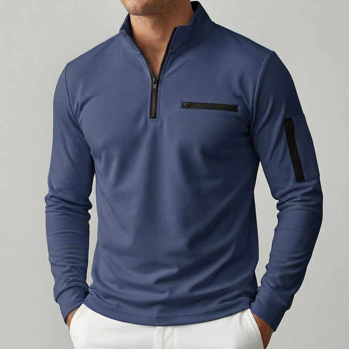 Spring Chest Pocket Zip-Up Sweater for Men