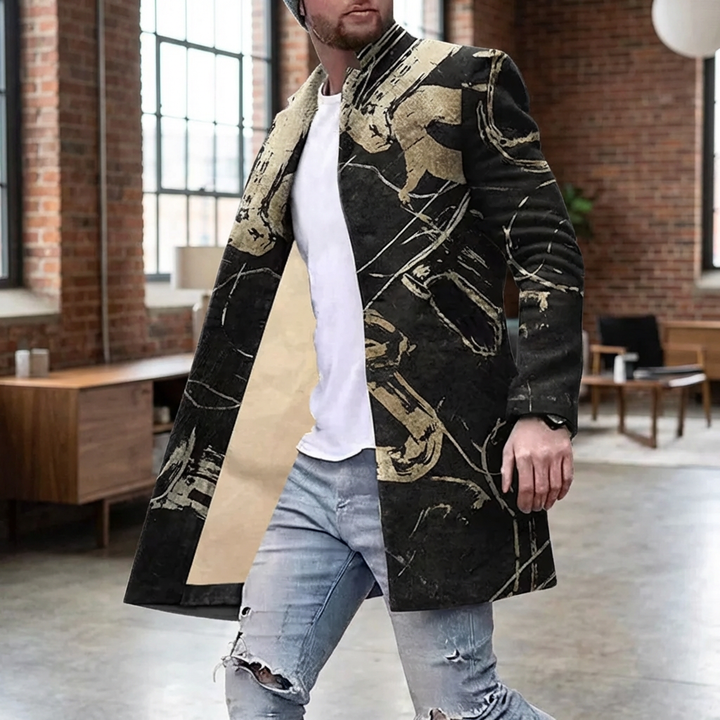 Street Print Coat – Casual & Adjustable Men’s Jacket