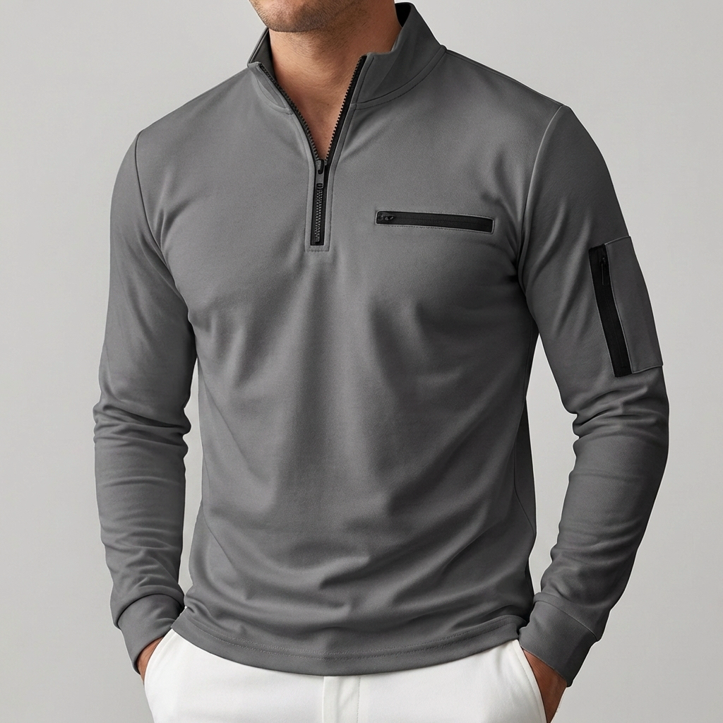 Spring Chest Pocket Zip-Up Sweater for Men