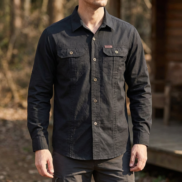 Men Utility Pocket Button-Up Shirt