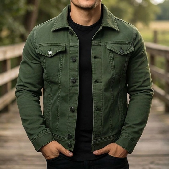 Casual Solid Denim Jacket for Men