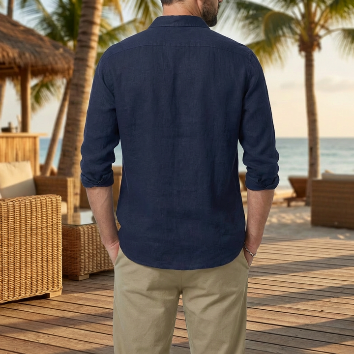 Vintage Shirt with Turn-Down Collar for Men