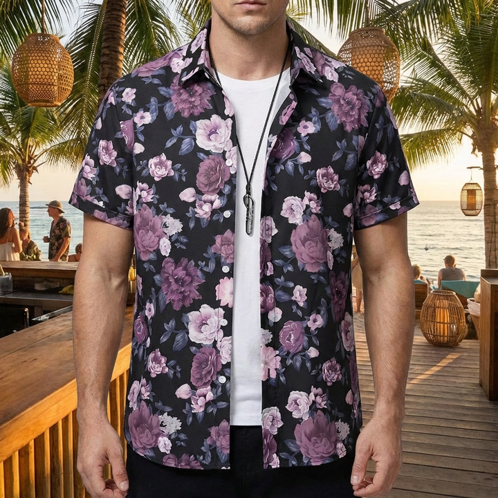 3D Flower Print Hawaiian Shirt for Men