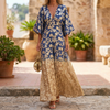 V-Neck Backless Jumpsuit with Gradient Print for Women