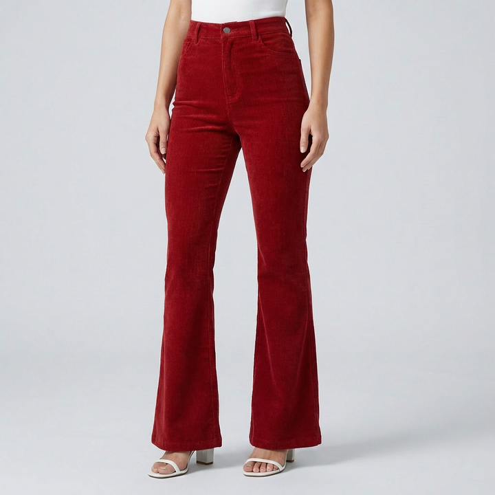 Trendy Corduroy Flare Pants for Women