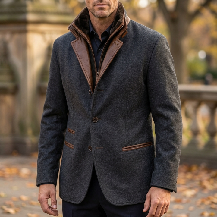 Retro Contrast Collar Jacket for Men