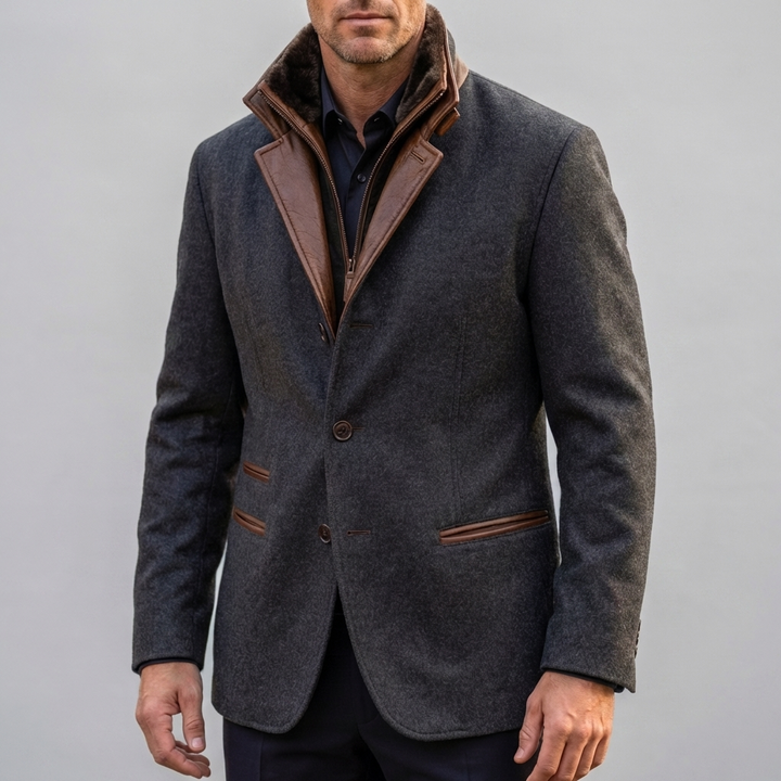 Retro Contrast Collar Jacket for Men