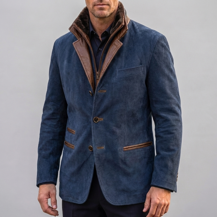 Retro Contrast Collar Jacket for Men