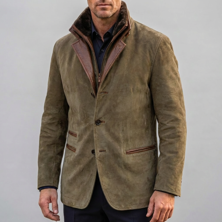 Retro Contrast Collar Jacket for Men