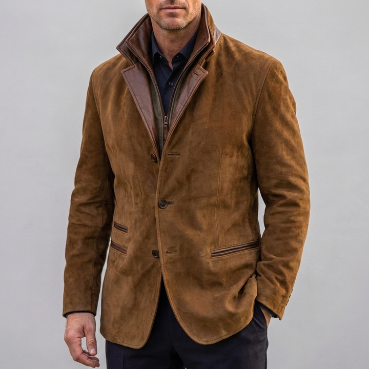 Retro Contrast Collar Jacket for Men