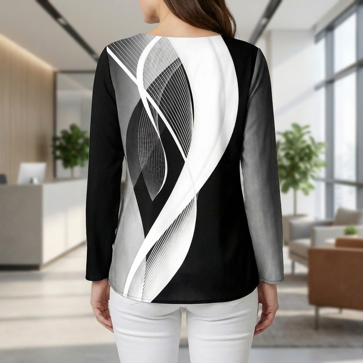 Modern Geometric Tunic with Long Sleeves for Women