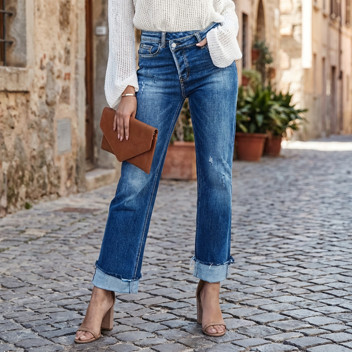 Women's Asymmetric Straight-Leg Jeans