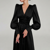Elegant Satin V-Neck Maxi Dress for Women
