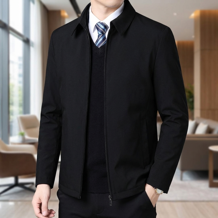 Men's Fall Jacket with Zipper and Classic Collar