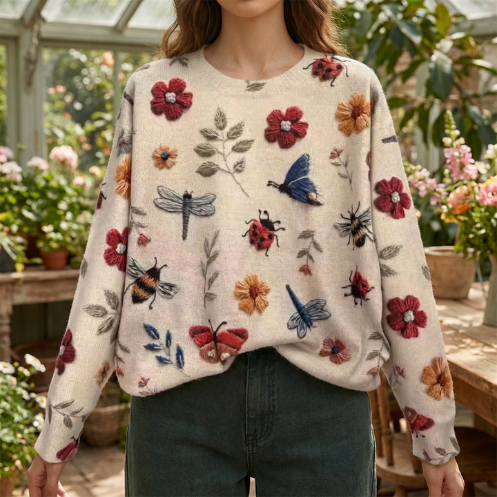 3D Flower Knit Sweater for Women