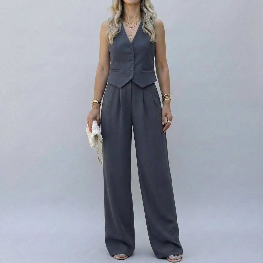 Elegant Sleeveless Blazer Set for Women