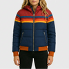 Hooded Retro Striped Puffer Jacket for Women