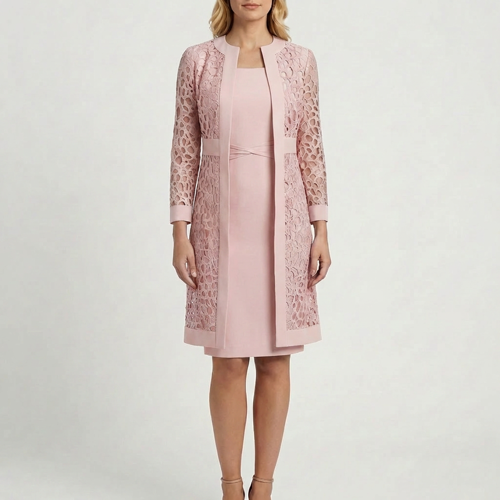 Two-Piece Lace Overlay Dress Set
