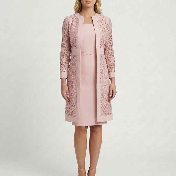 Two-Piece Lace Overlay Dress Set