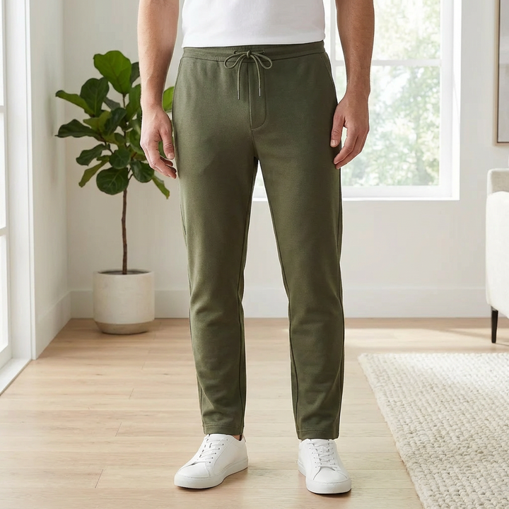 Straight-Cut Stretch Trousers For Men