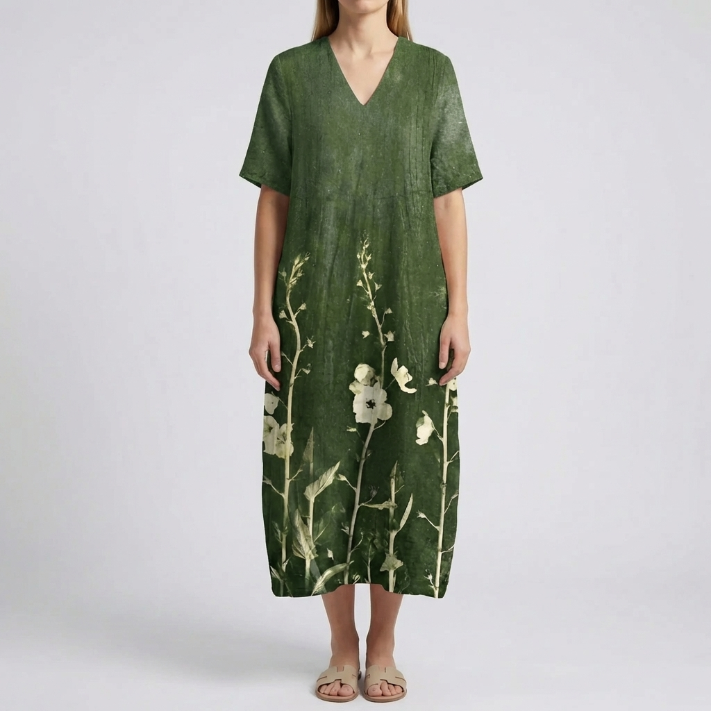 Floral Print Midi-Length Dress